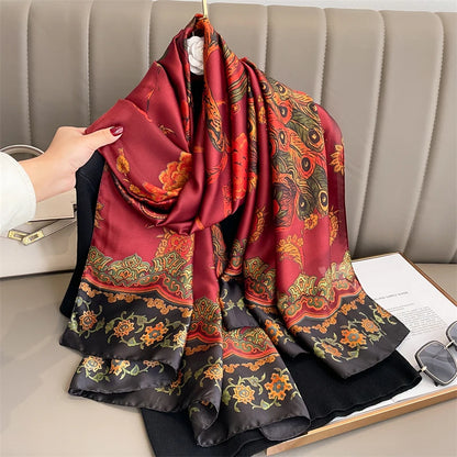 Damen Seidenschal groß 180x90cm Sommer Strand Foulard Bandana weich