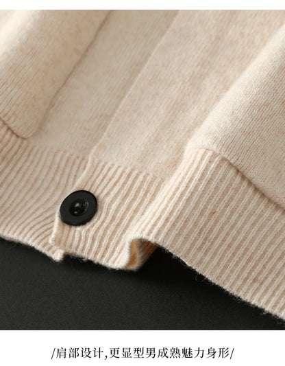 2024 neue Mode Wolle Strickjacke Mantel Top Herren Revers Business Casual Strickpullover Trend Hot Frühling und Herbst gestreift Langarm