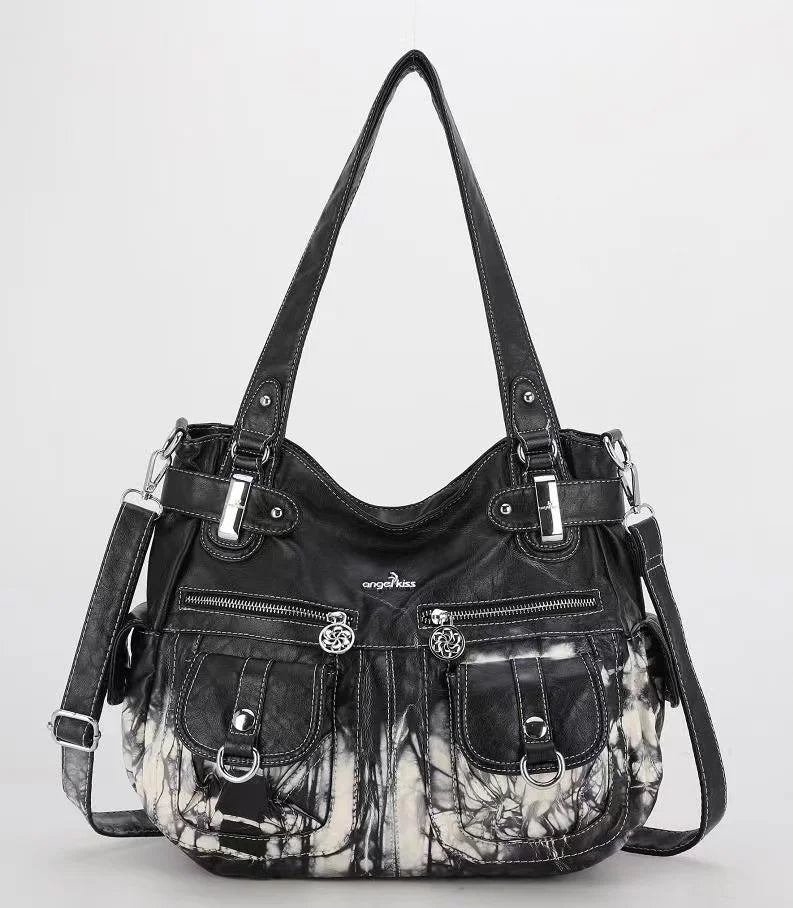 Damen-Handtasche Großes Fassungsvermögen Schultertasche Mit Oberem Tragegriff aus waschbarem PU-Leder