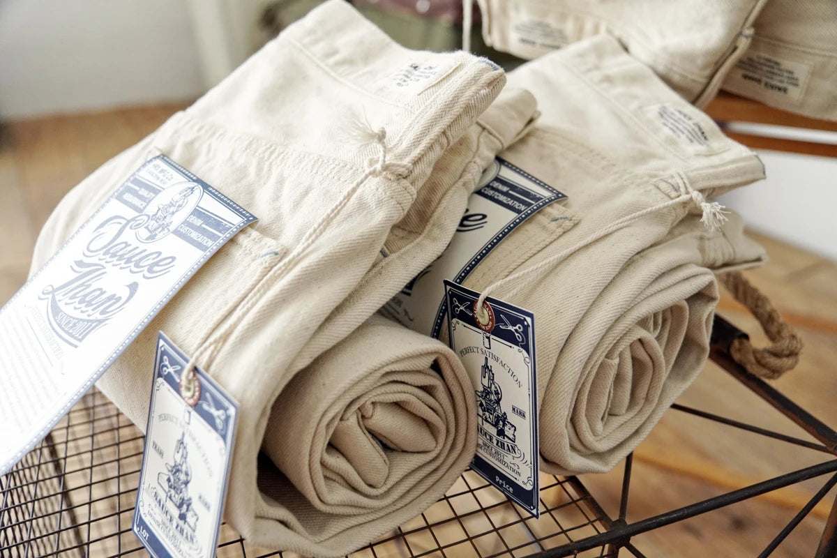 Herren Jeans aus Selvedge Denim mit hohem Bund und regulärer Passform