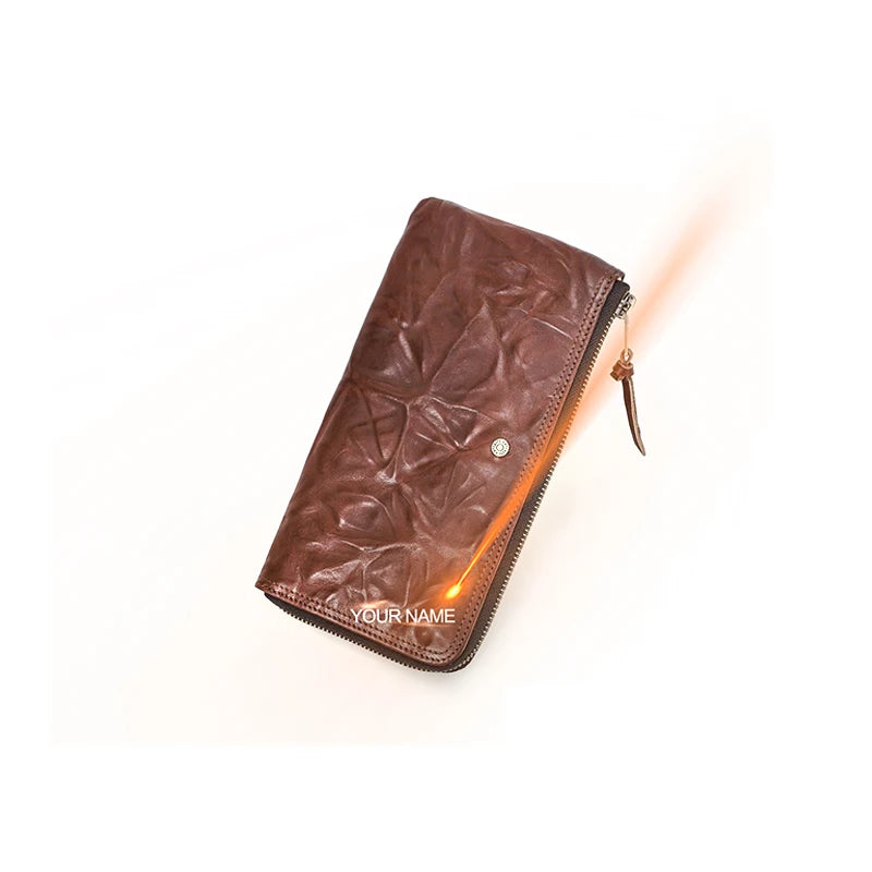 Herren Echtleder Lange Geldbörse Vintage RFID Handyfach 8 Kartenfächer Geschenk