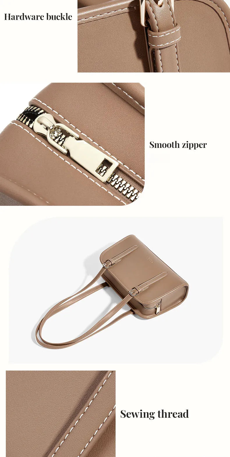 Damen Schultertasche aus PU-Leder im Baguette-Stil Casual