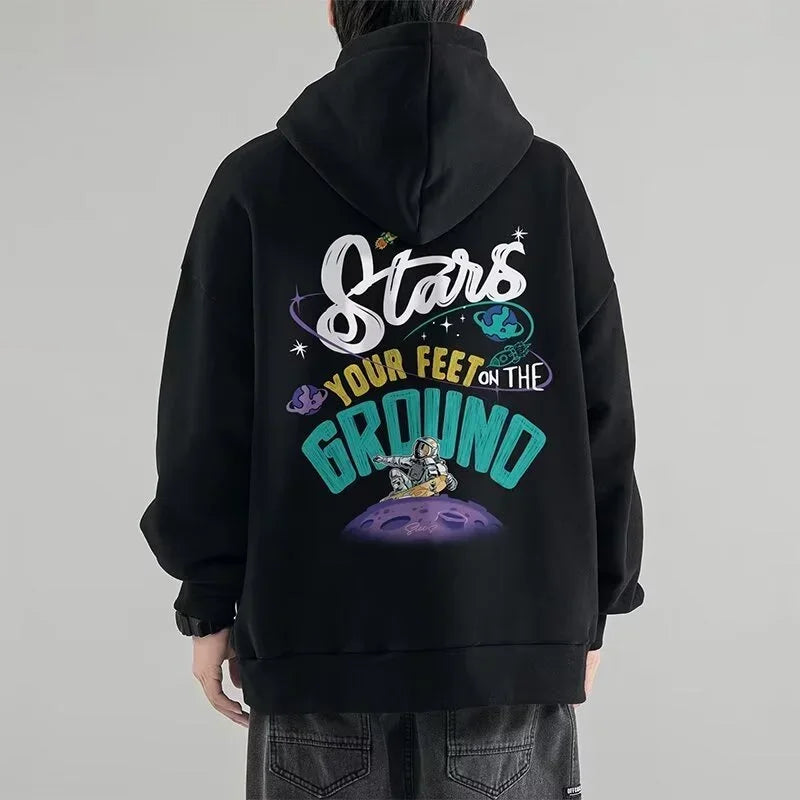 Herbst Cartoon Astronaut Gedruckt Hoodies Für Männer Neue Hip Hop Mode Streetwear Mit Kapuze Sweatshirt Y2K Vintage Pullover Hoody