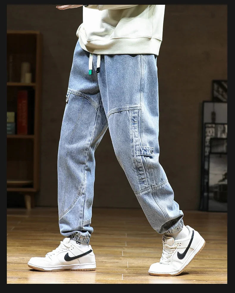 Herren Harem Jeans in Übergröße für Herbst und Winter mit zerrissenen Details