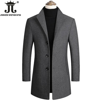 Eleganter Wollmantel für Herren – Herbst & Winter