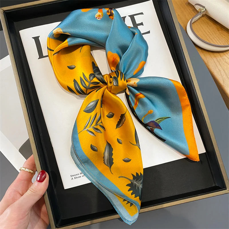 Damen Seidenschal quadratisch 70cm Halstuch Bandana Hijab Pashmina C