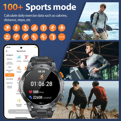 Herren Smartwatch mit Bluetooth Anruf und wasserdichtem Design für Outdoor Fitness