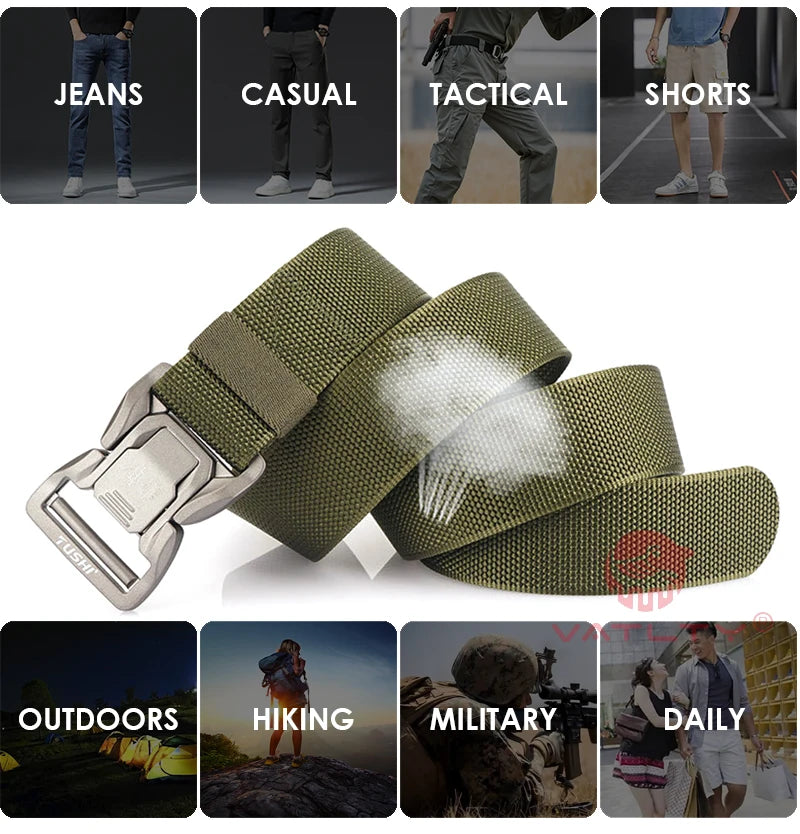 VATLTY New 4.3cm Tactical Outdoor Belt Tight Nylon Aluminum Buckle Quick Release Men's Military Belt Casual Wide Waistband Male