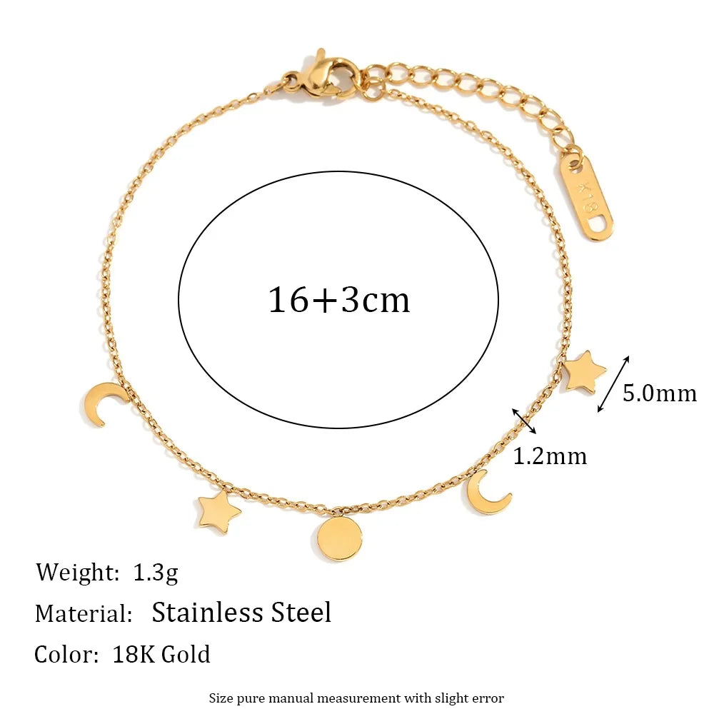 Damen-Armband mit Mond und Stern aus Edelstahl