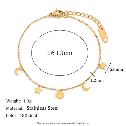 Damen-Armband mit Mond und Stern aus Edelstahl
