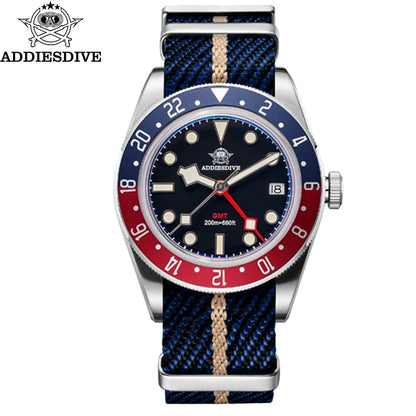 GMT Herren-Taucheruhr Quarz 200m wasserdicht Bubble-Glas BGW9 Leuchtzeiger AD2044