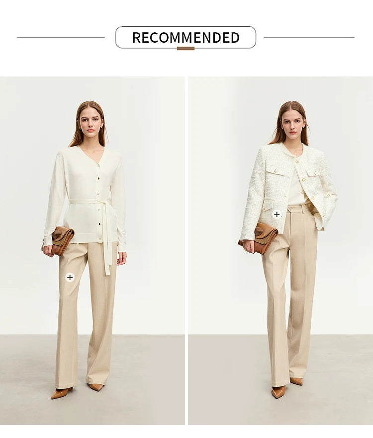 Damen-Strickjacke V-Ausschnitt chinesischer Stil Gürtel Langarm Herbst