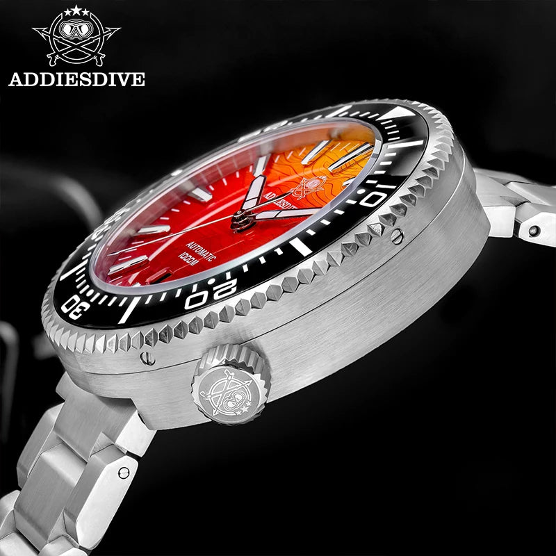 Herren-Profi-Taucheruhr mit Sonnenuntergangs-Zifferblatt und 1000 m Wasserdichtigkeit