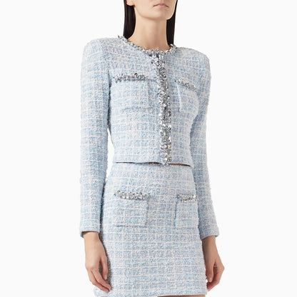 Eleganter Damen-A-Linien-Rock mit hohem Bund und Patchwork-Design im minimalistischen Stil