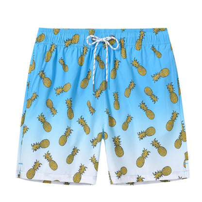 Herren-Badeshorts mit Kompressionsfutter, 2-in-1, schnelltrocknend, mit Kordelzug und Reißverschluss – ideal für den Strand.