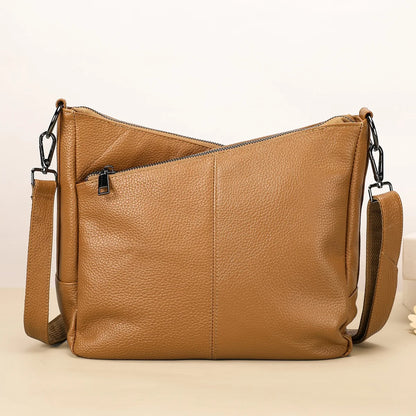 Damen-Schultertasche aus Leder schwarz großzügige Kapazität mit Reißverschluss Innenfach Alltagsbegleiter