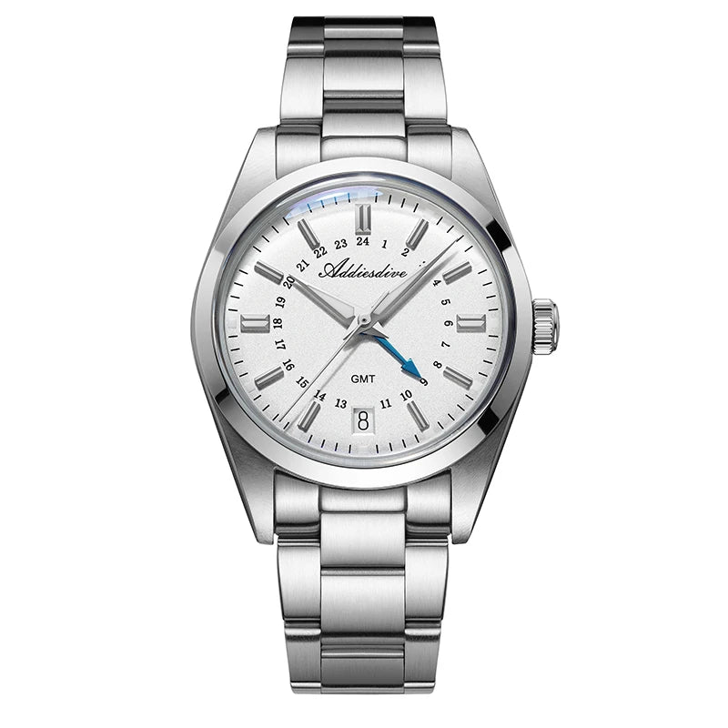 Herren-GMT-Quarzuhr mit Ronda-Werk und Bubble-Glas