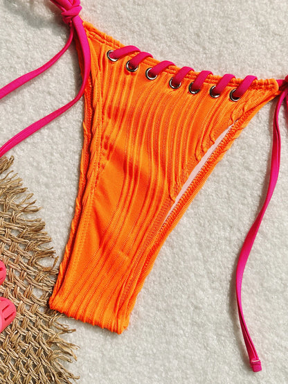 Sommerliches kariertes Bikini-Set mit Push-up-Effekt – verführerische Bademode für den Strand und Pool