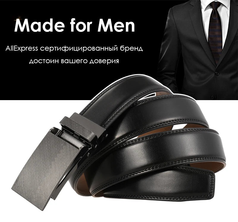 Herren Ledergürtel Braun 31 mm Ohne Lochung Mit Automatischer Schnalle Aus Naturleder