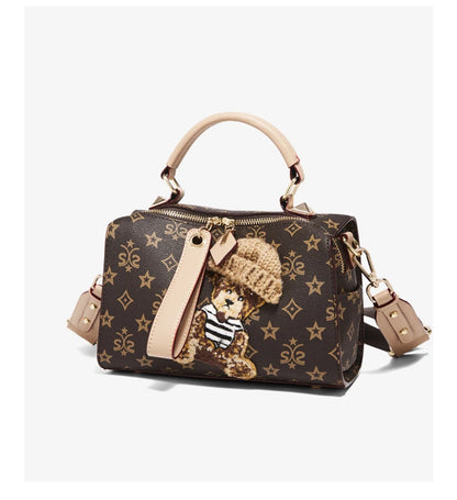 Damen Handtasche aus PU-Leder im Boston-Stil mit verstellbarem Tragegurt