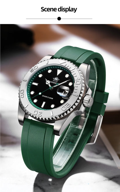 ADDIESDIVE 41mm AD2040 Sports Diver Watch TPU rubber belt Blue Luminous Reloj Hombre 200m Waterproof Quartz Watches