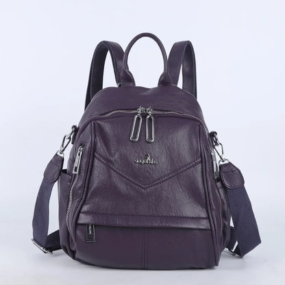 Damen-Schulrucksack Mit Mehrfachfächern Und Einfarbigem Design Für Schule Und Freizeit