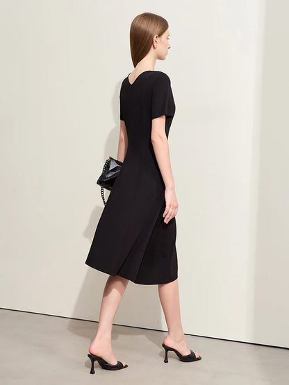 Elegantes Damen Strickkleid V-Ausschnitt Asymmetrisch Look