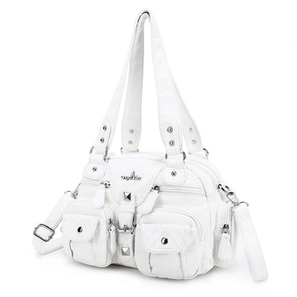 Damen-Umhängetasche Vintage-Stil mit Mehrfachfächern für Alltag und Freizeit Schultertasche
