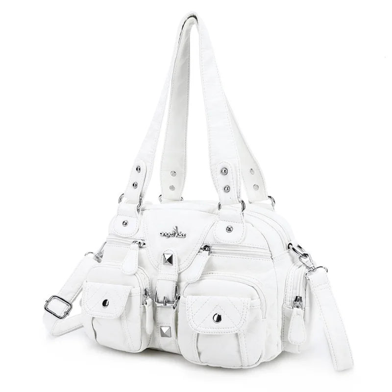 Damen-Handtasche Vintage Satchel Top-Handle Kunstleder Mit Mehreren Taschen und Innentaschen