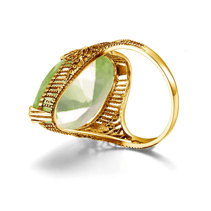 Damen-Ring aus Silber 925 mit Olivgrünem Peridotstein in Filigraner Silberfassung Luxus Schmuckstück
