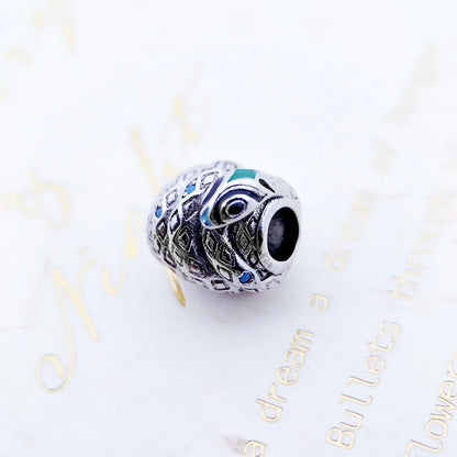 Damen-Charm-Anhänger blaue Schlange Perlen ethnisch Karma aus Sterlingsilber
