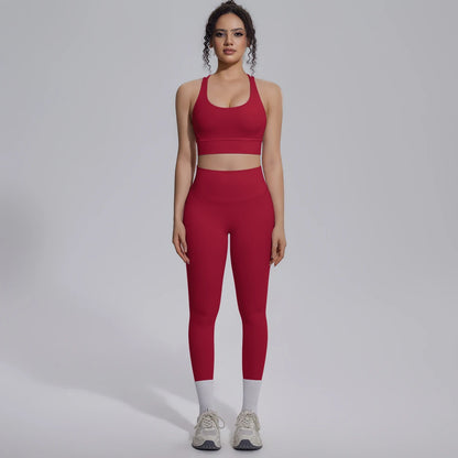 Yoga Set Für Frauen Mit Crossback Top Und Hochtaillierter Hose
