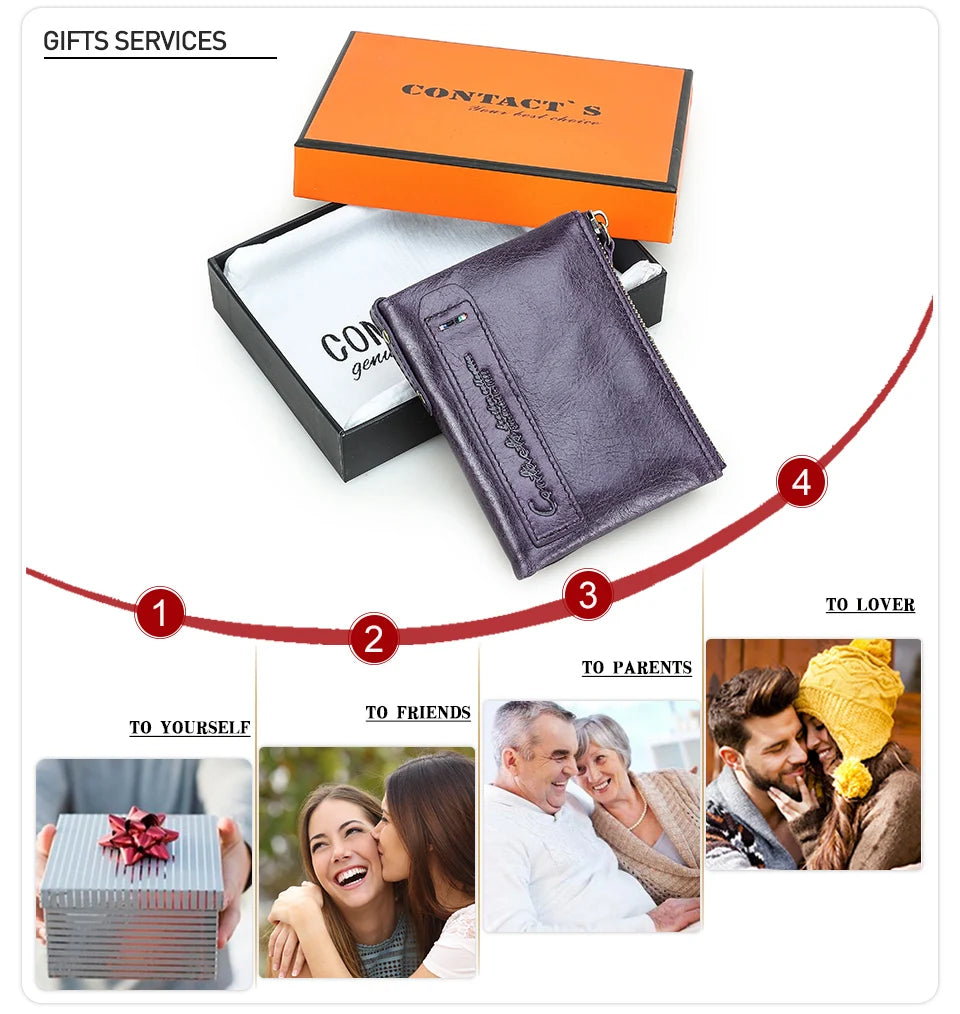 Damen Echtleder Geldbörse RFID Karten Fotohalter Reise Büro Alltag Geschenk