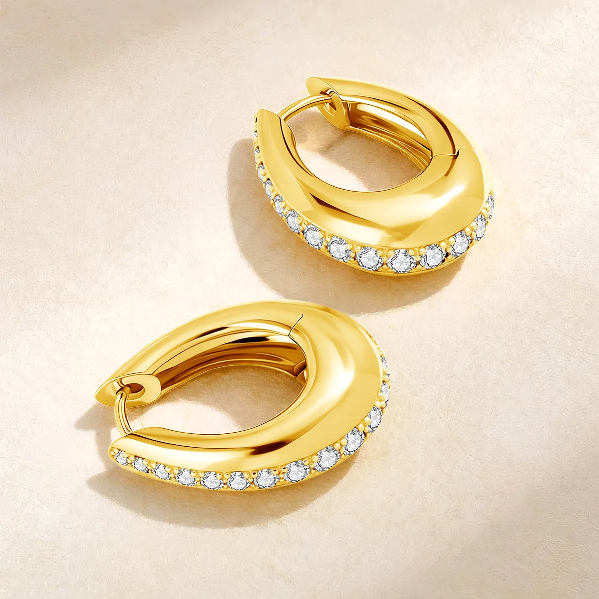 Damen-Hoop-Ohrringe Moissanit Tropfen Aus 925er Silber Antiallergisch Alltags-Schmuck