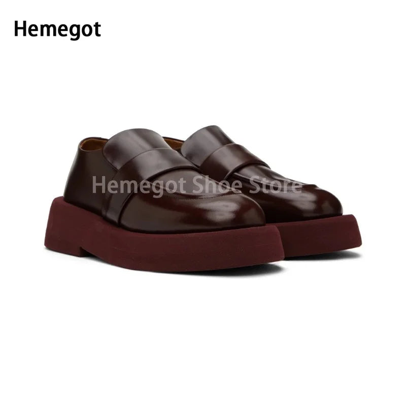 Herren-Lederloafer mit Slip-On-Form und dicker Sohle, dunkelbraun
