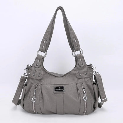 Damen-Schultertasche aus PU-Material Mit Großem Fassungsvermögen und Reißverschluss für Alltag und Freizeit