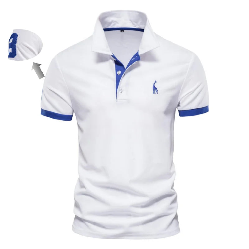 Premium Herren Polo Shirt Feuchteregulierend Mit Giraffenstickerei