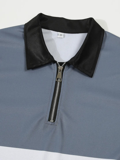 Kurzärmeliges Herren-Poloshirt mit Stehkragen im Camouflage-Design – lässig und in großen Größen erhältlich.
