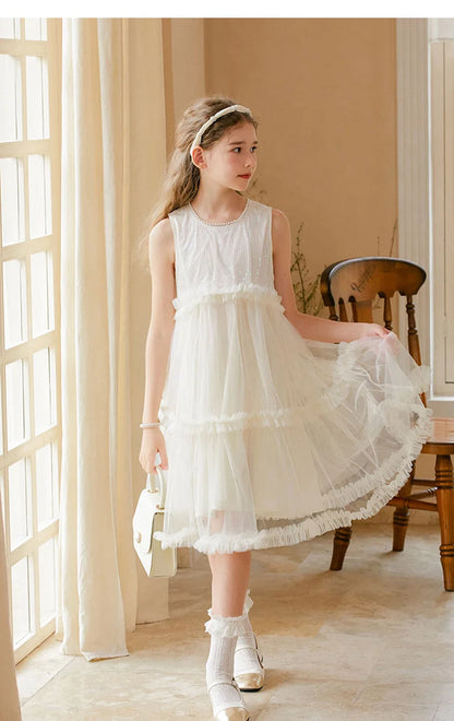 Ärmelloses Sommerkleid für Mädchen in Hellgelb – ideal für Geburtstage, Hochzeiten und festliche Anlässe
