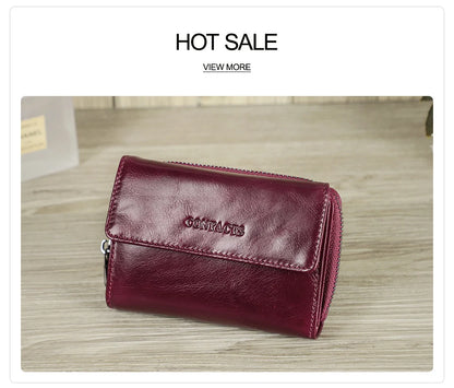 Damen Echtleder Geldbörse Vintage Mode Handtasche Münzfach Geldclip Business
