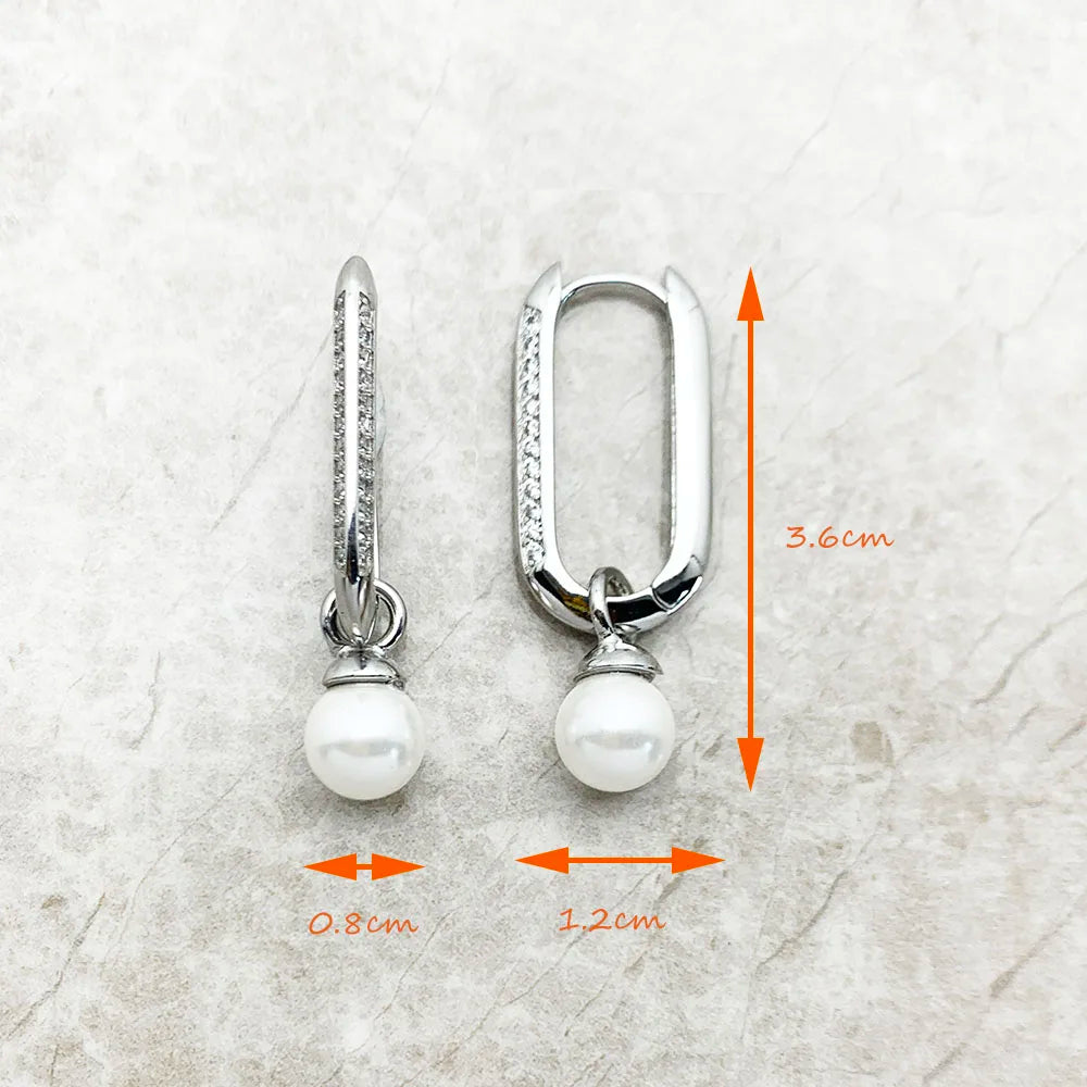 Damen-Creolen Glieder Perlen romantisch 925 Sterlingsilber