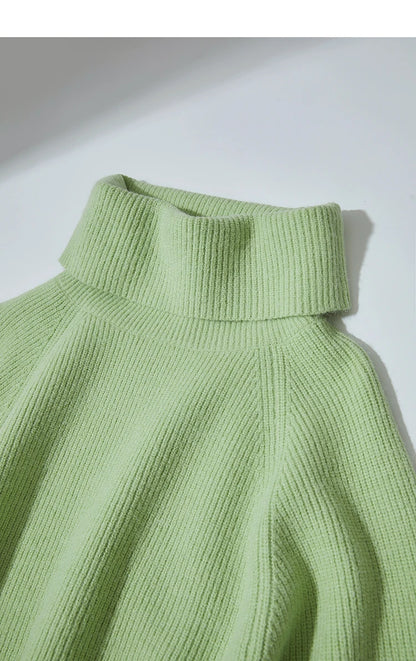 Damen-Rollkragenpullover kurz locker Raglanärmel Herbst-Winter