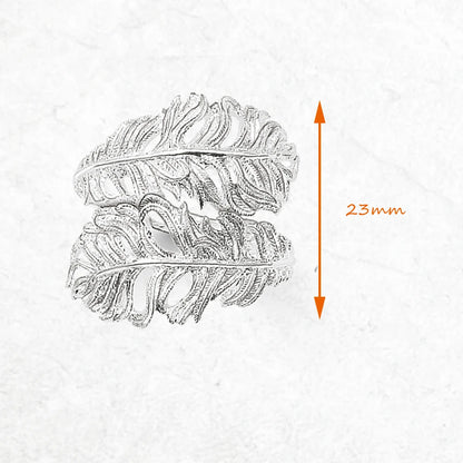 925er-Sterlingsilber-Ring, Breite ca. 23 mm, gefiedertes Bandrelief