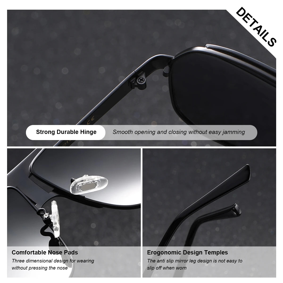 Damen-Sonnenbrille quadratisch Edelstahl polarisiert UV400 winddicht