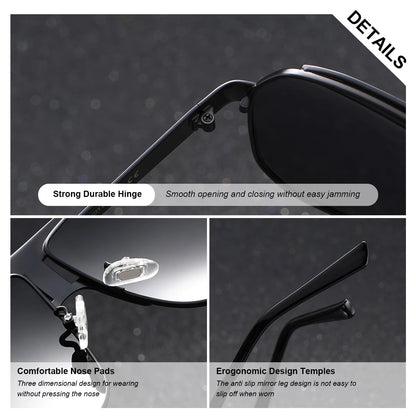 Damen-Sonnenbrille quadratisch Edelstahl polarisiert UV400 winddicht