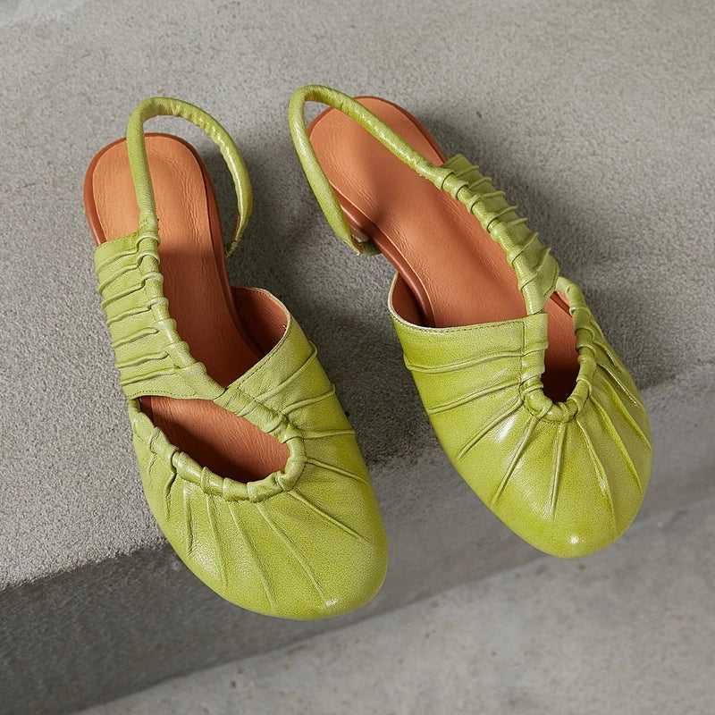 AIYUQI 2025, neue stil geschlossene zehen frauen sandalen Plissee nicht-slip Römischen sandalen für frauen Große größe sommer strand weibliche schuhe