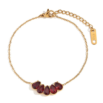 Damen-Armband mit roten Wassertropfen-Zirkonia