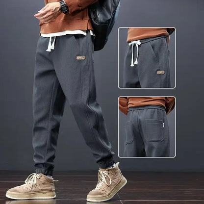 Herrenhosen Herbst und Winter Japanische Krawatten Lose Sport Kordelzug Warme Freizeithosen
