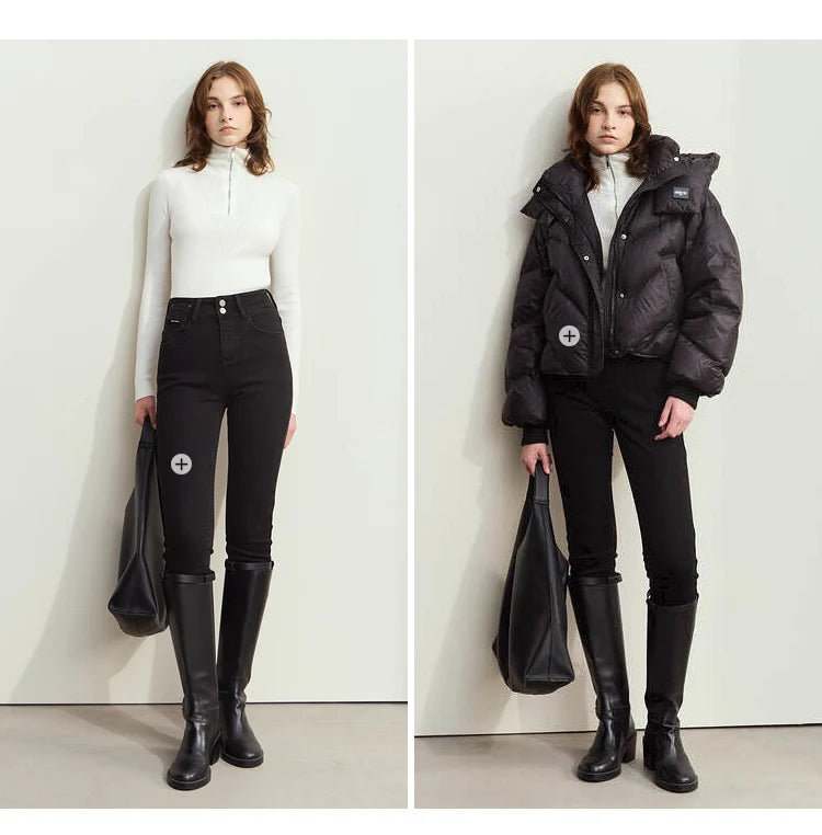 Damen-Strickjacke Stehkragen Reißverschluss Slim Streetwear Winter