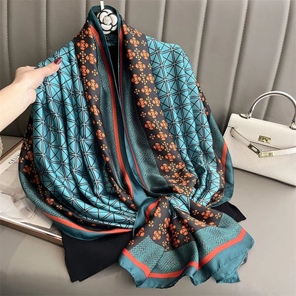 Damen Seidenschal groß 180x90cm Sommer Strand Foulard Bandana weich